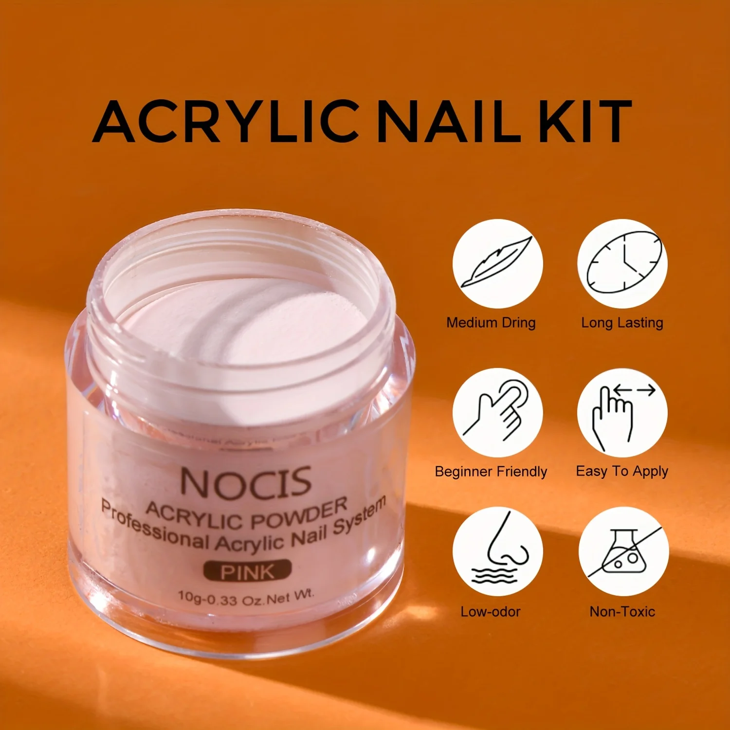 Acryl-Nagelset mit Pinseln, Monomer, klares und rosafarbenes Acrylpulver – nicht vergilbte Formel, parfümfrei – Nagelkunst-Set für Anfänger