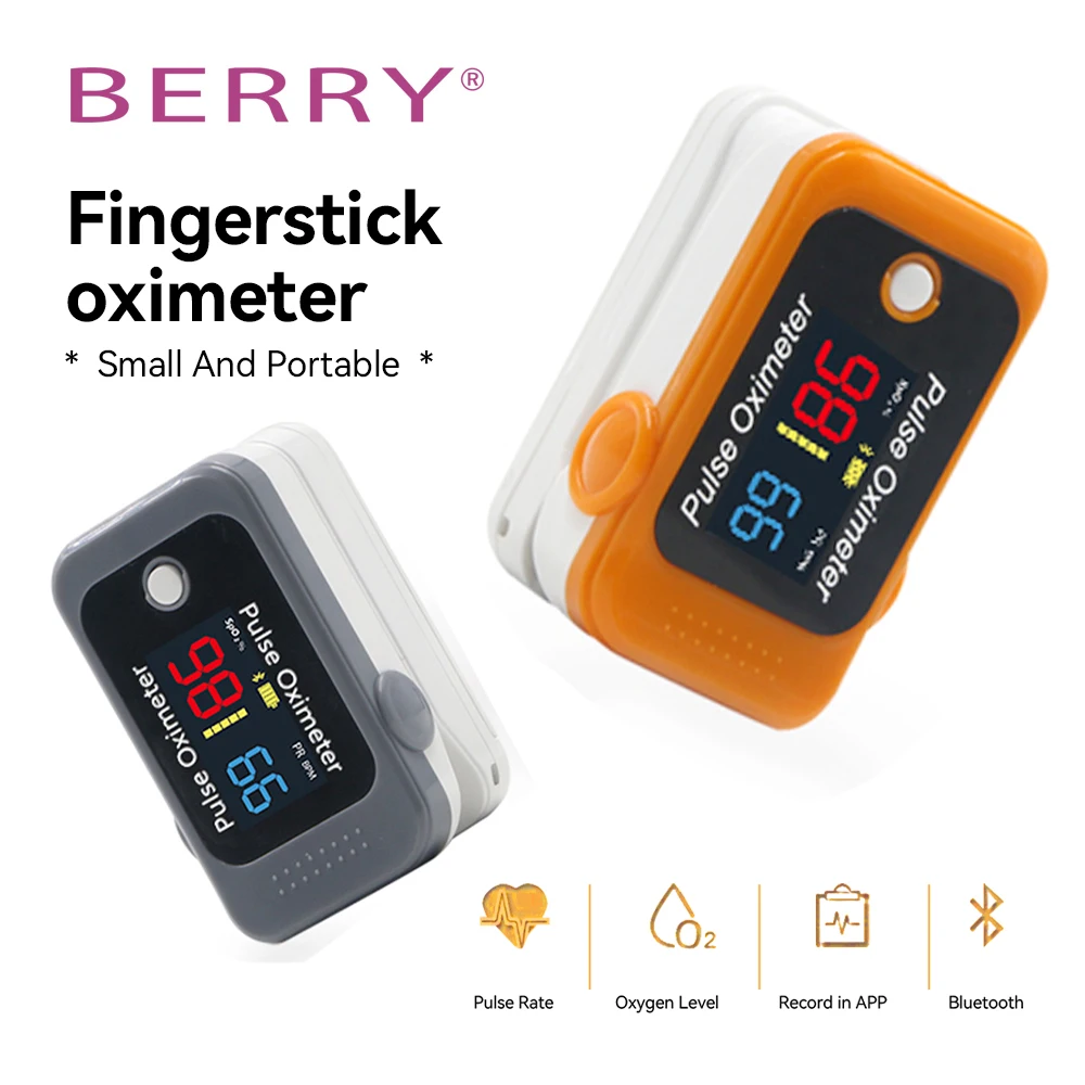 BERRY Medical Portable Bluetooth Fingertip Pulse Oximeter SpO₂ Blood Oxygen Heart Rate Saturation Perfusion Index Monitor