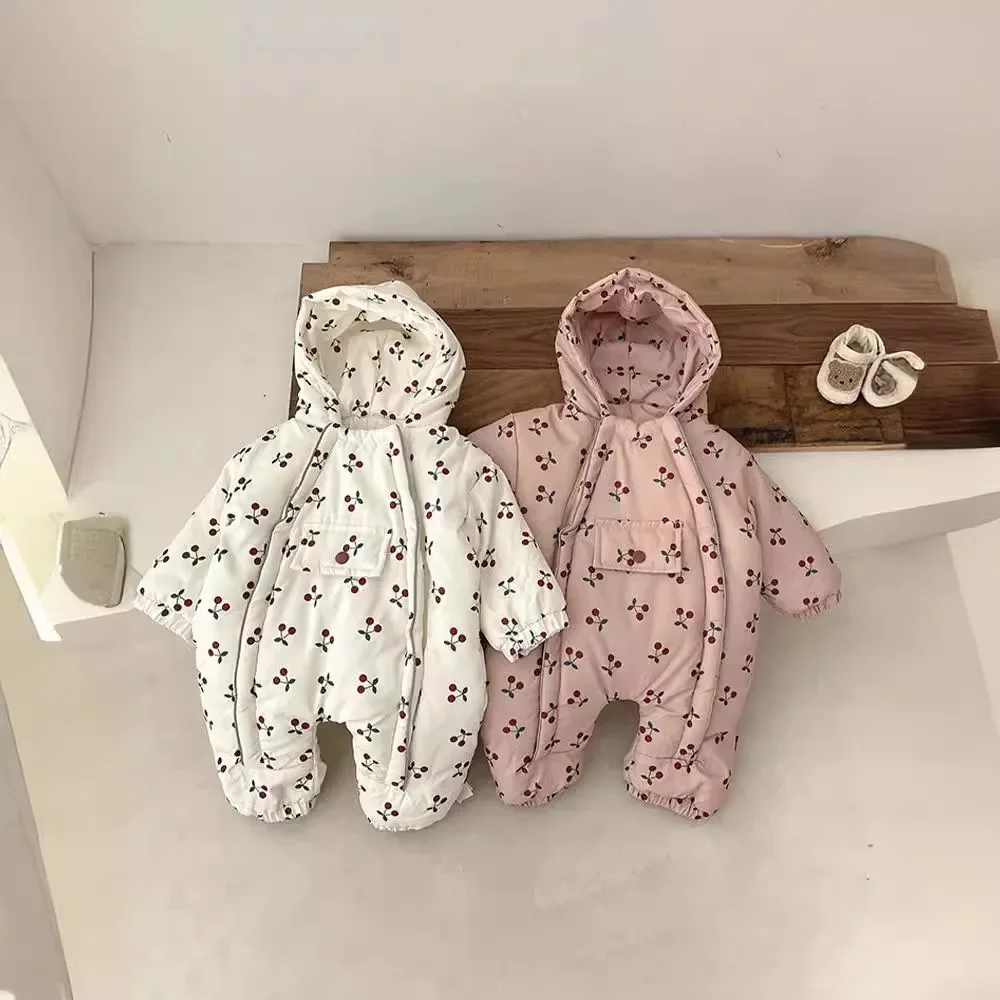 Baby clothes warm winter clothes flannel jumpsuit cotton clothes stylish baby hoodie thick coat go out autumn and winter rompers