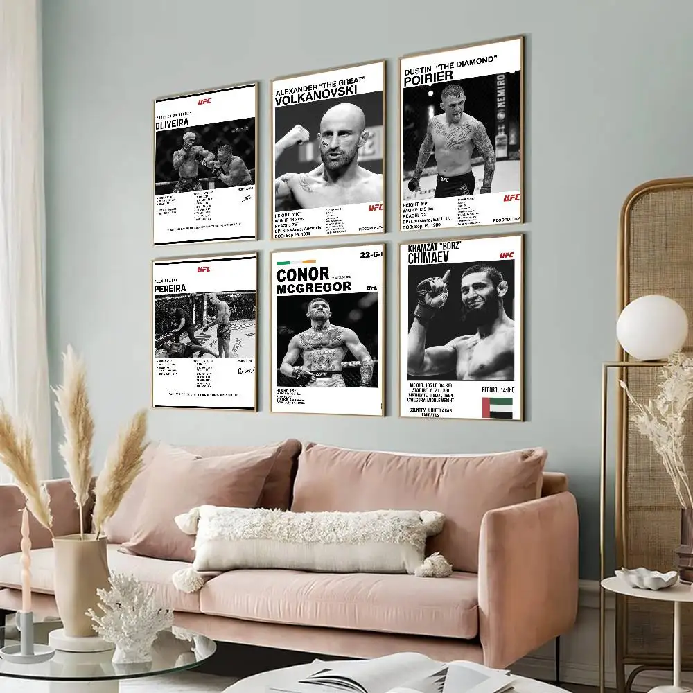 Affiches vintage de légende du combat UFC, champion de boxe, autocollantes, décoration vintage pour la chambre, le bar, le café, décoration de chambre kawaii