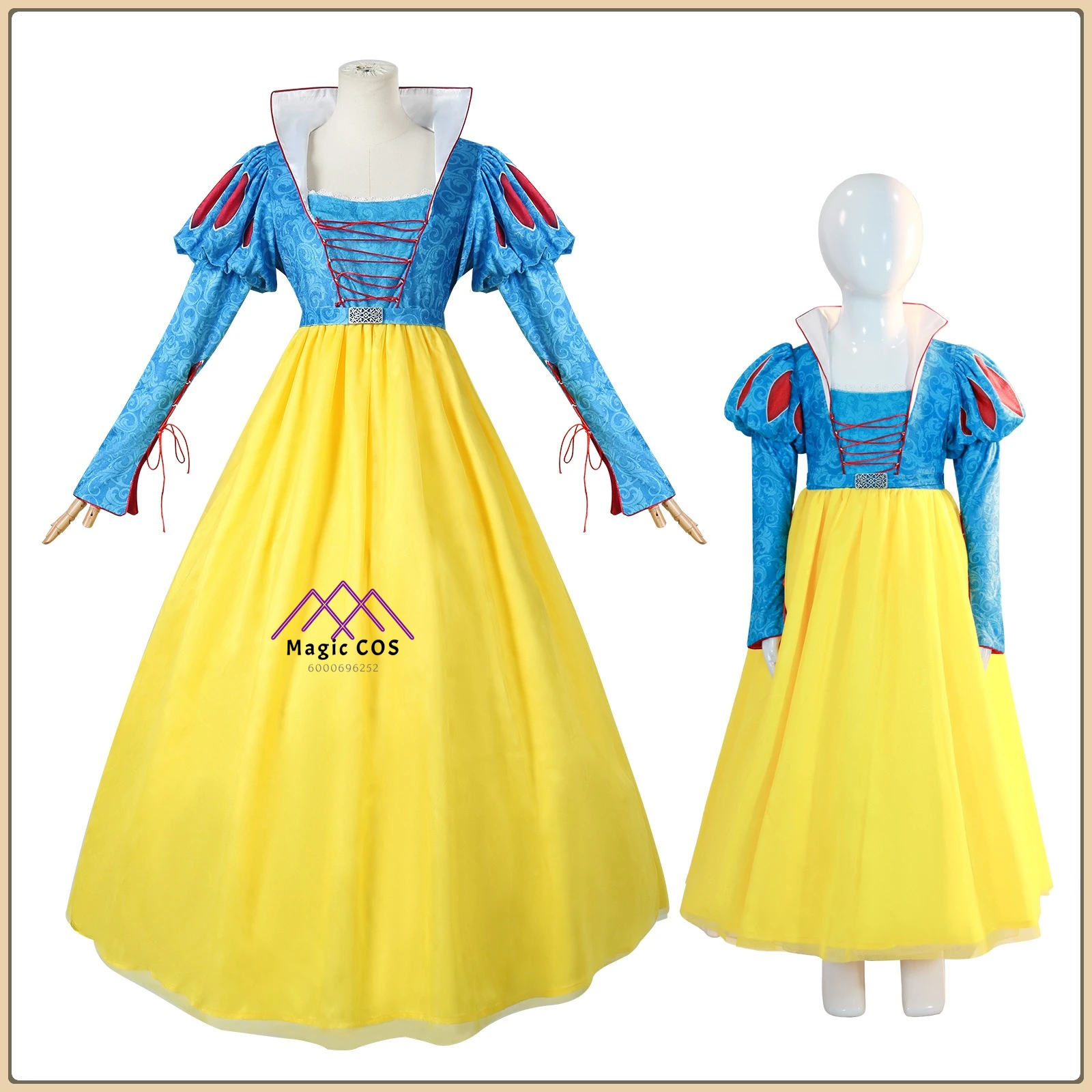 

Movie Style Princess Cosplay Costume Satin Dress & Sash + Wig + Hairpin Women's & Kids' Anime Clothes for Comic Con Party