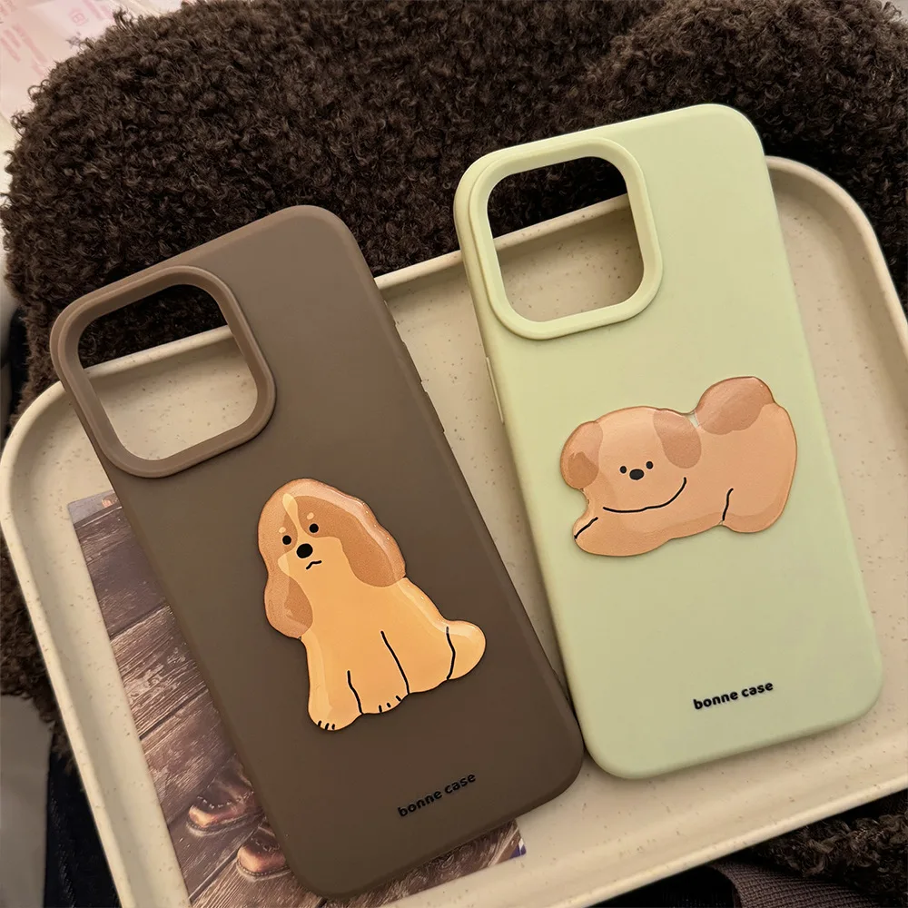 Puppy Golden Retriever poodle Pomeranian art Phone Case For iPhone 17 16 15 14 13 12 Pro Max Case Cute Luxury Cartoon Soft Cover