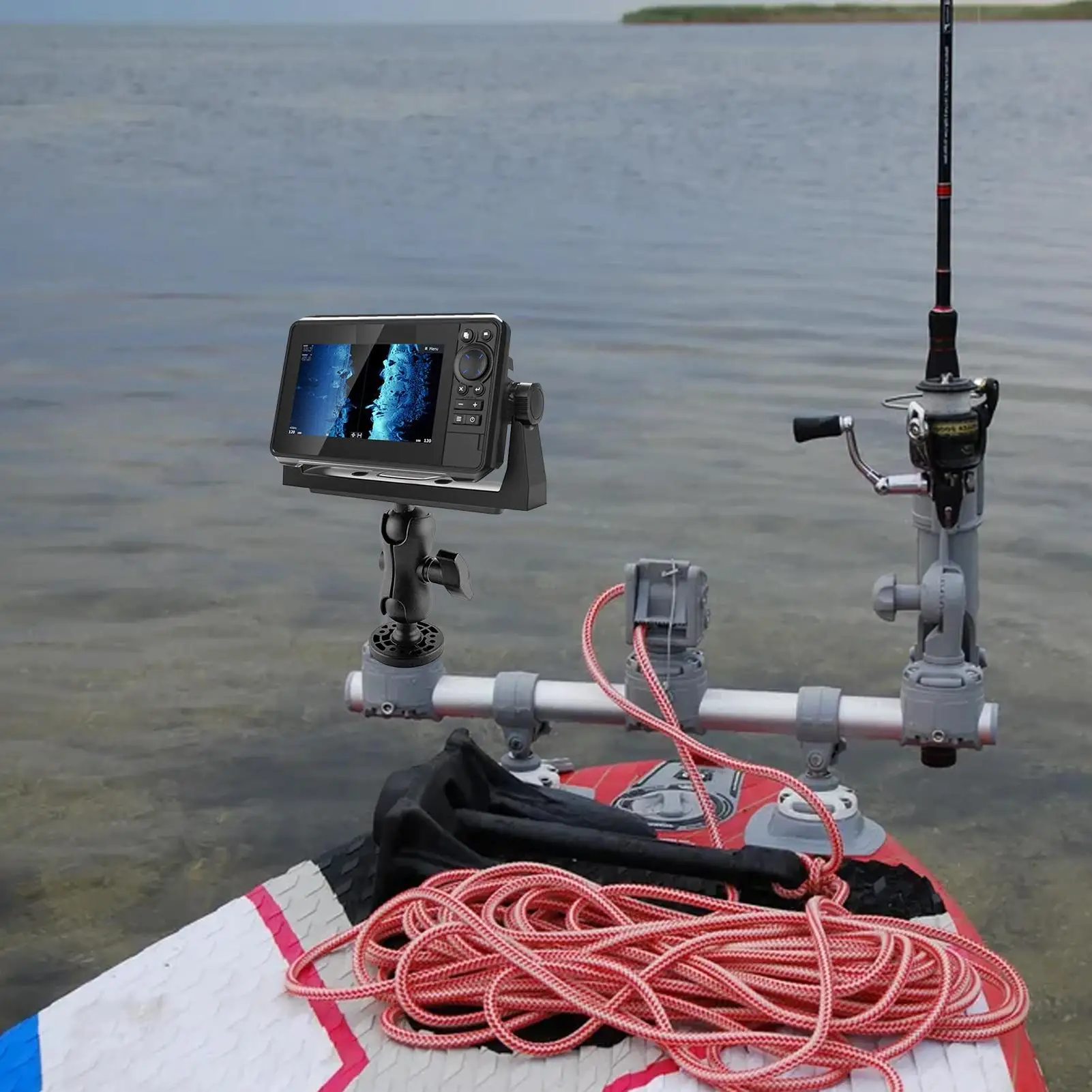 Fish Finder Mount Base 360 Degree Rotation Ball-Mount Fish Finder Bracket Stainless Steel Electronic Fish Finder Holder