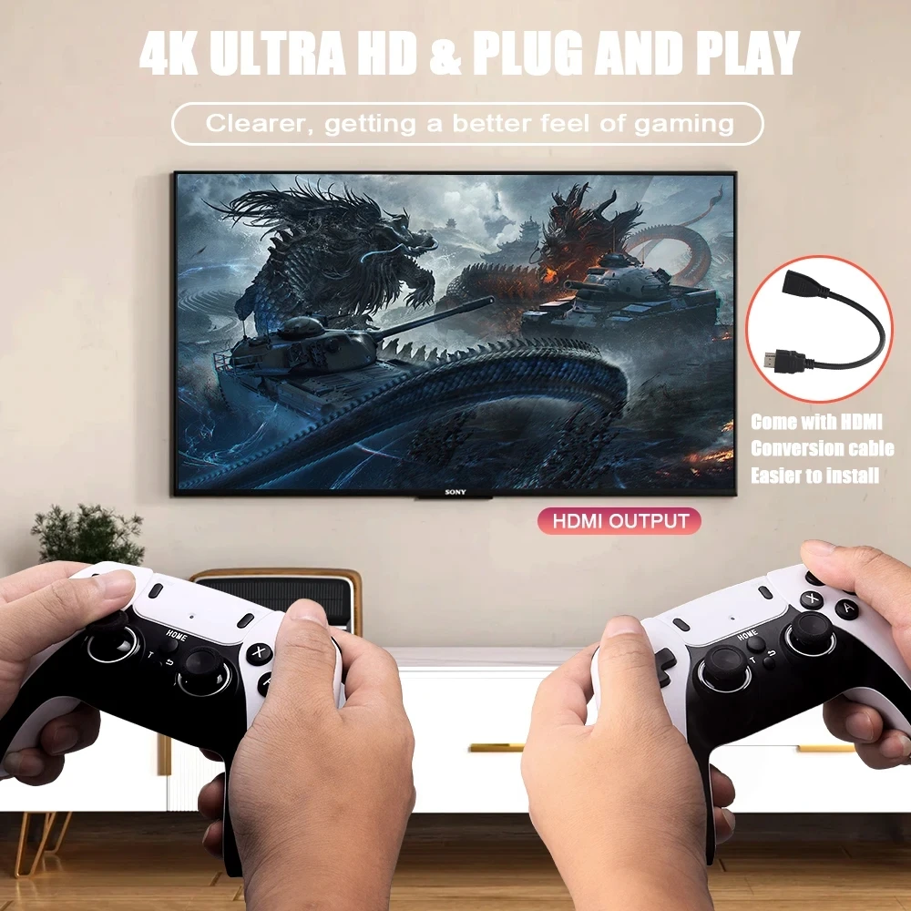 Nowa konsola do gier wideo GD10 PRO Podwójny kontroler bezprzewodowy 2.4G Gra HD 4K 58000 Gry 64 GB Gry Retro Uchwyt Gamepad