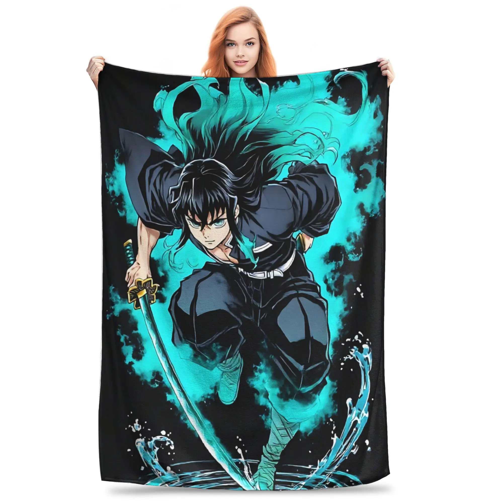 1PC Demon Slayers  Winter Blankets for Adults Bedding Home Interior Sofa Knee