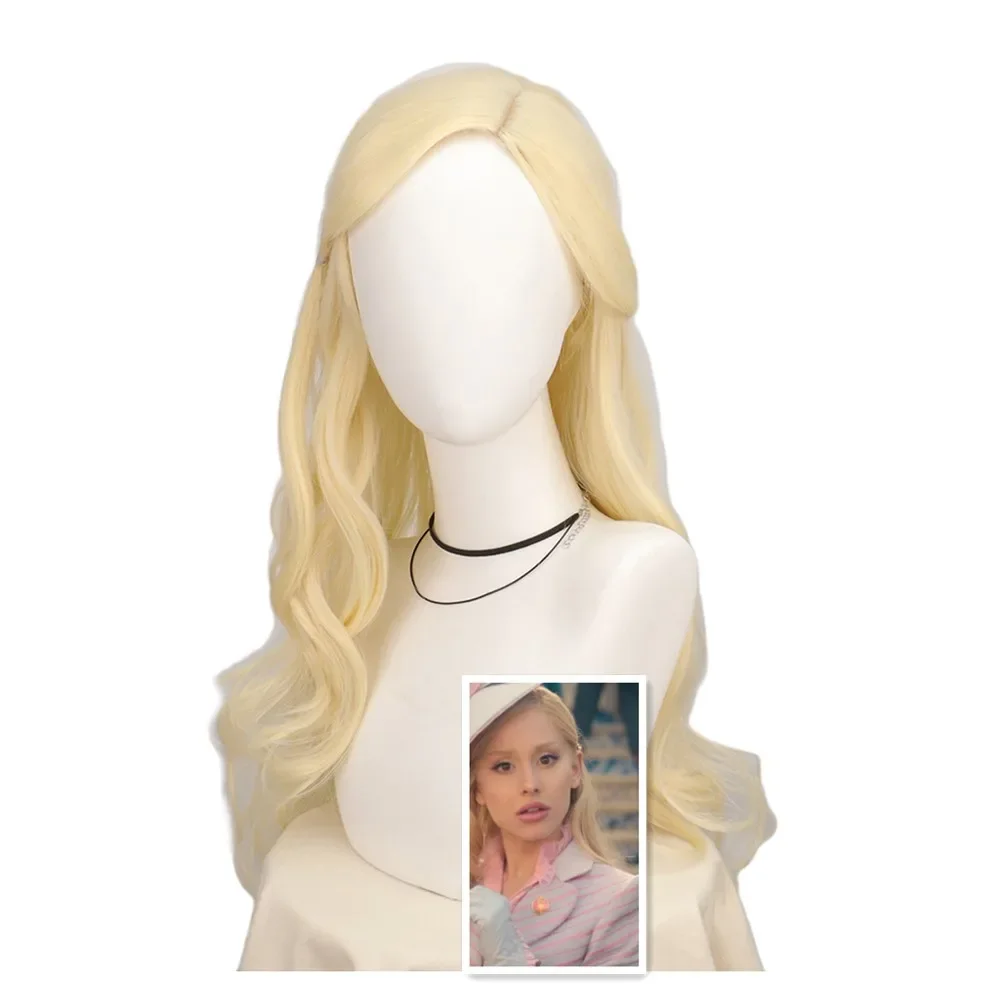 Glinda Cosplay Wig For Women Girls Wicked Long Wavy Blonde Heat Resistant Synthetic Hair Blonde Wigs Cos Glinda Party Halloween