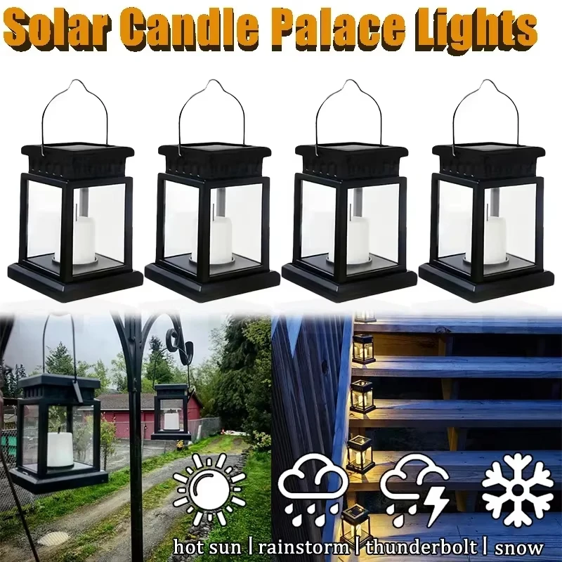

Solar Hanging LED Candle Lantern Outdoor IP65 Waterproof Hanging Garden Lamp for Patio Lawn Balcony Wedding Party Decor Lighting