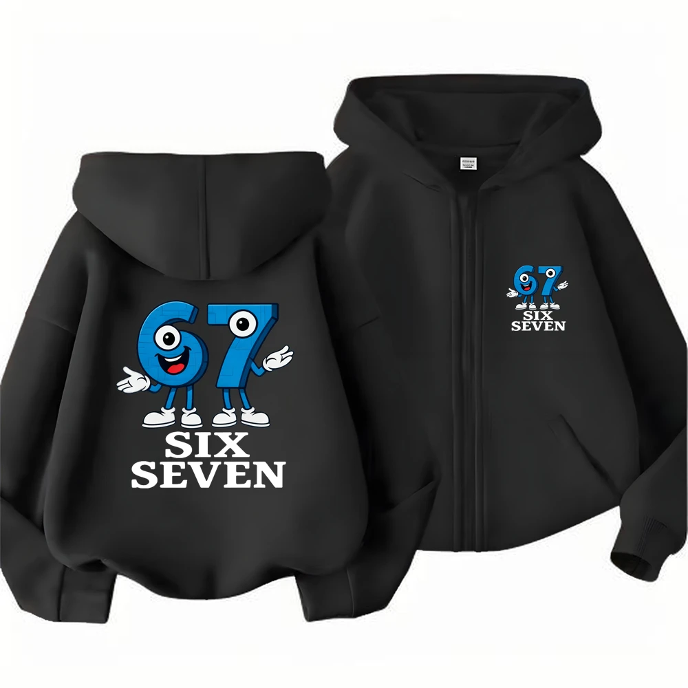 

Children Hoodie Zip Up cardigan Tops SIX SEVEN Girl pink Boy Black Coat Hoodies Kid 3-12 Year Zipper Sweatshirts autumn