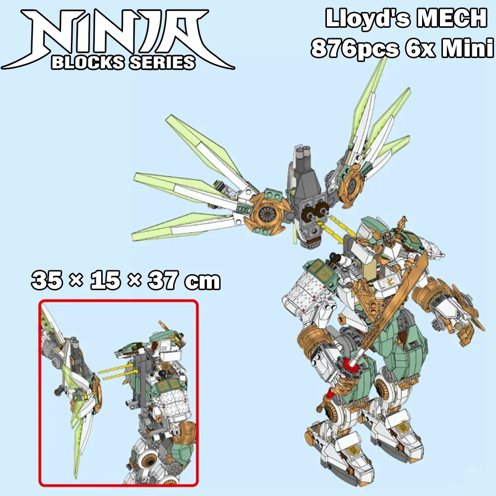 876 stücke Ninja Eis Serie Lloyd Titan Mech Roboter DIY Bausteine Sets mit Figuren pädagogisch kompatiblen Spielzeug für Kinder