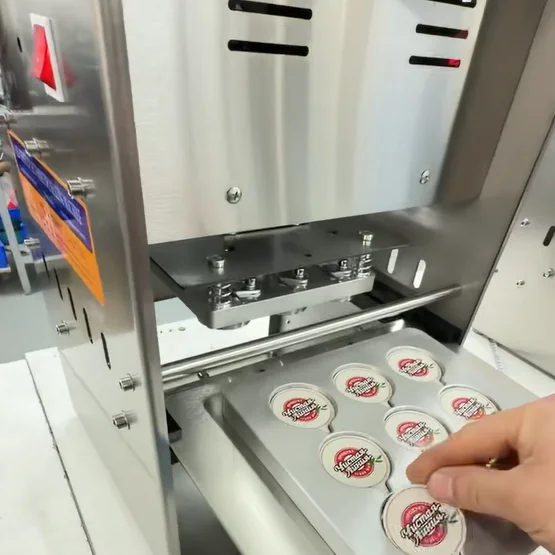 90/95/120mm Top Size Auto Boba Tea Coffee Plastic Paper Cup Custom Semi-automatic Sauce Honey Heat Sealing Machine With 9 Holes