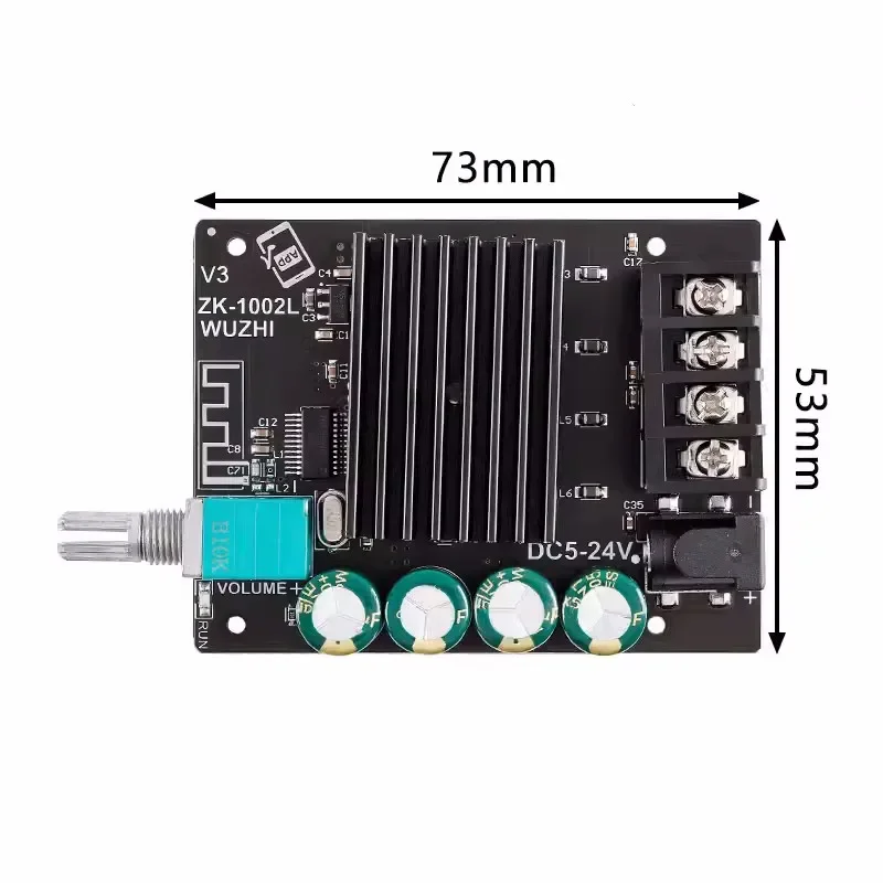 ZK-1002L Mini Version 2.0 Stereo Bluetooth 5.0 Digital Power Amplifier Board Module 100W*2 Volume Switch