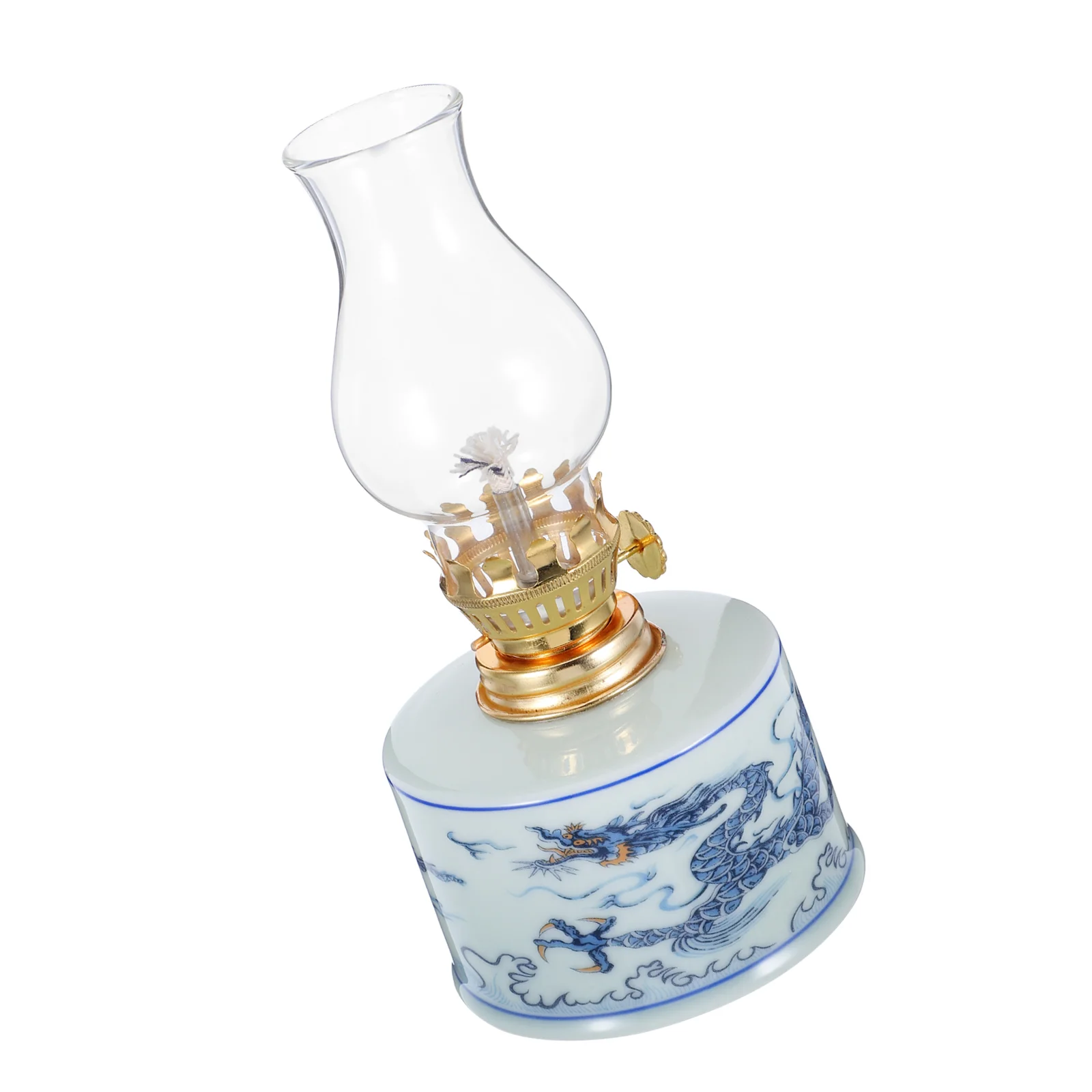 Chamber Oil Lamp Vintage Glass Clear Kerosene Lamp Indoor Decorative Hurricane Lamp Oil Lantern for Tabletop Decor and Emergency