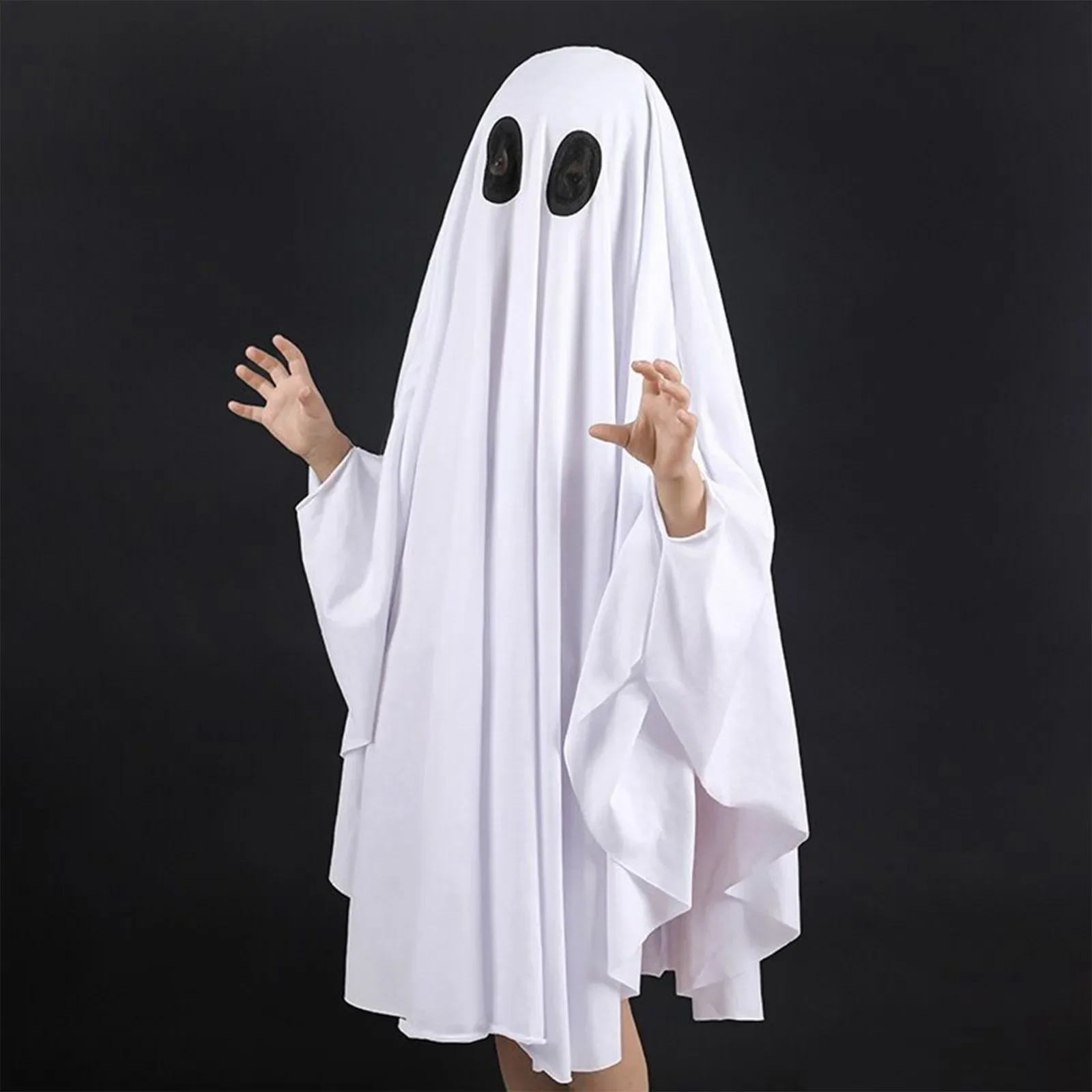 Disfraz de fantasma de Halloween para niños y adultos, capa de fantasma, vestido divertido para vacaciones, disfraz de decoración de Halloween