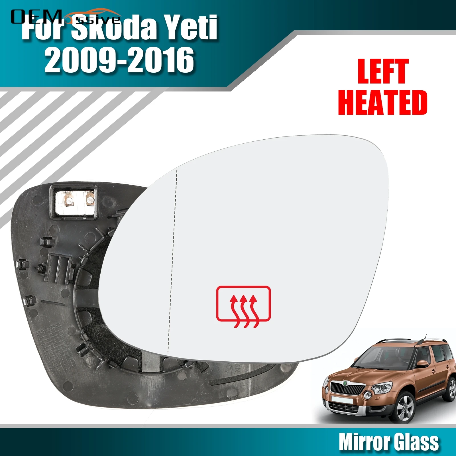 Para Volkswagen Tiguan 07-16 / Skoda Yeti 09-17 espejo retrovisor de cristal calefactable espejo Exterior vidrio lado izquierdo/derecho lado cercano/apagado