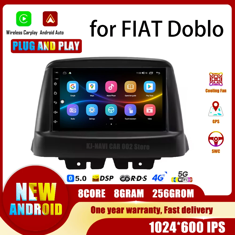 

7 Inch For FIAT Doblo 2002 - 2017 Android Auto Car Radio Video Stereo GPS Navigation Multimedia Wireless Carplay