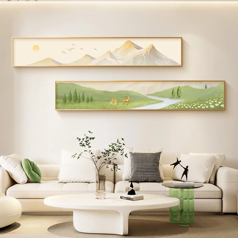 Modern Minimalist Sunshine Jinshan Green Plant Landscape Art Painting Living Room Mural Poster Wall Decoration Home Decoration