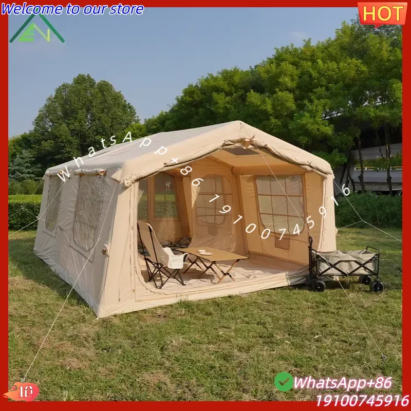 2026 17.28 Large Cotton Canvas Air Tent 5-6 Person 4 Season Waterproof Inflatable Glamping UV Protection Customizable