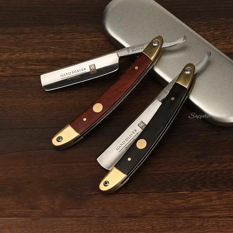 Manuelle Rasiermesser Set japanische High Carbon Stahl Naturholz Klapp Rasiermesser Kit scharf gebrauchs fertig Friseurladen