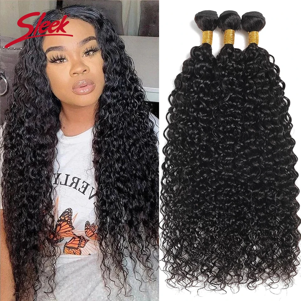 Brazilian Water Wave Human Hair Remy Deep Hair Bundles Sleek Natural Black 12A Grade Hair Extension Sold By 1/3/4 Bundles