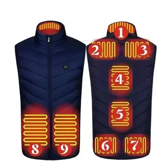 26-gebieden verwarmd vest heren winter elektrisch jack USB nieuwe ski warme mouwloze jas verwarmd thermisch vest verwarmingskleding
