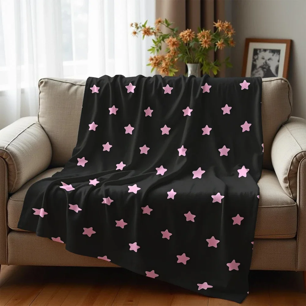 Goth Baby Pink Star Anime Cartoon Flannel Blanket Soft Warm Throw Bedroom Sofa Car Kids Holiday Gift