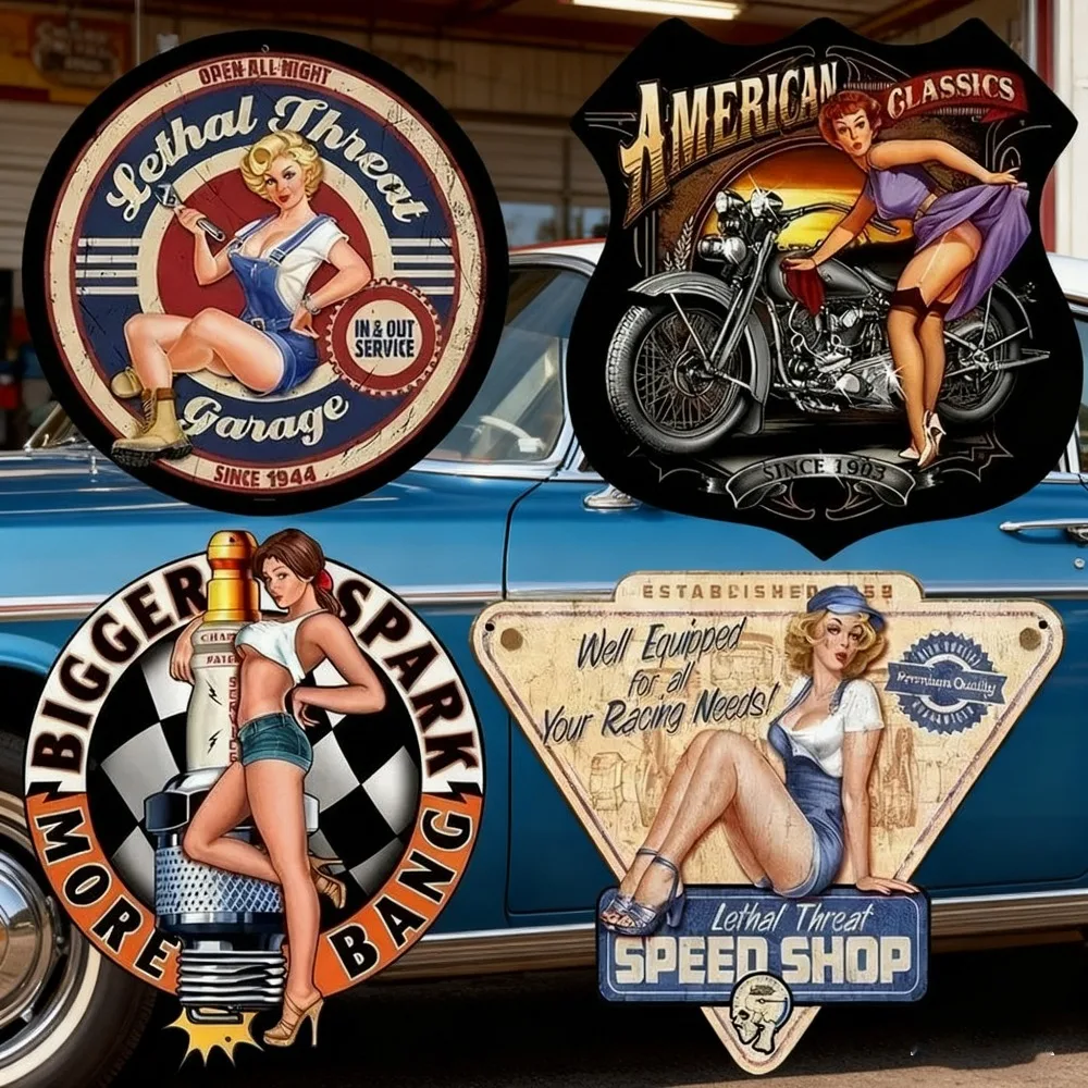 Waterproof Scratch-Resistant Retro Pinup Girl Vinyl Car Decals for Cars Motorcycles Windshield Bumper