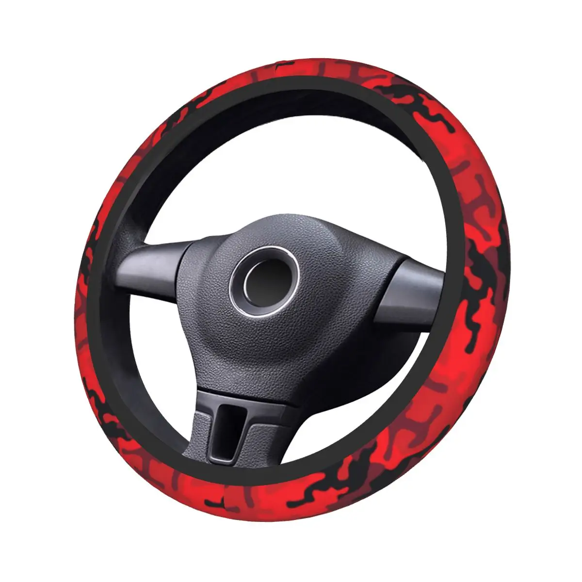 Military Red Camouflage Car Steering Wheel Cover 38cm Non-slip Camo Texture Suitable Car-styling Car Accessories - view 3