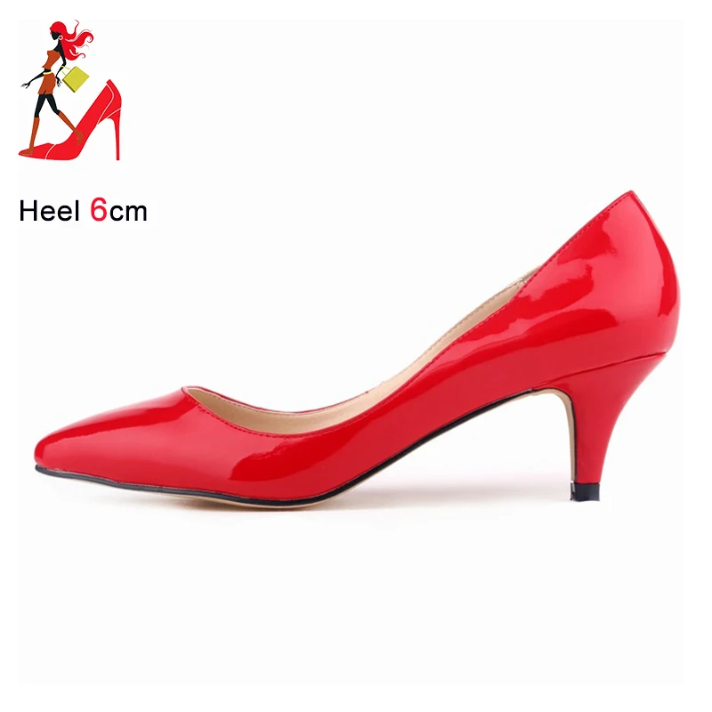 

6cm Spike Heel Lady Office Shoes Classic Sexy Pointed Toes Women Pumps Patent Leather Red High Heels Lady Work Party Stiletto