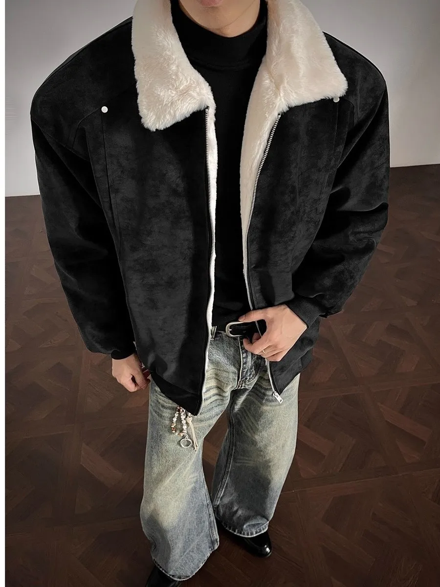 

Мужская утепленная хлопковая куртка на флисовой подкладке с воротником-стойкой, зимнее теплое повседневное пальто в американском стиле с длинными рукавами на молнии