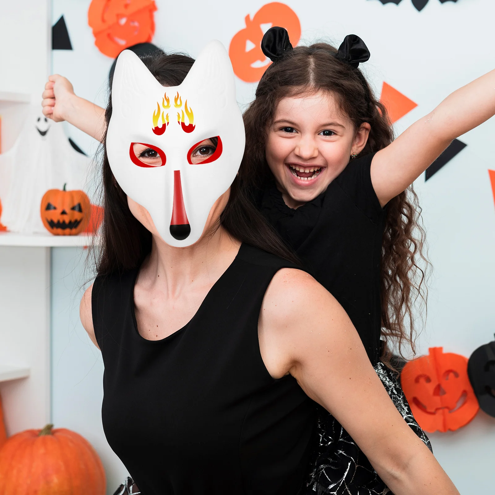 قناع ثعلب فارغ مصنوع من مادة ممتازة يمكنك صنعه بنفسك مرسومة يدويًا لحفلات الهالوين التنكرية وحزام مطاطي للأطفال والكبار