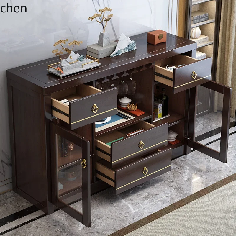 DSAsolid wood dining side tea cabinet storage cupboard light luxury restaurant furniture