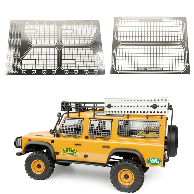 Rede de janela dobrável de metal, armadura protetora, rede de janela lateral para carro crawler 1/10 rc traxxas defender fcx10 camelo cup defender diy
