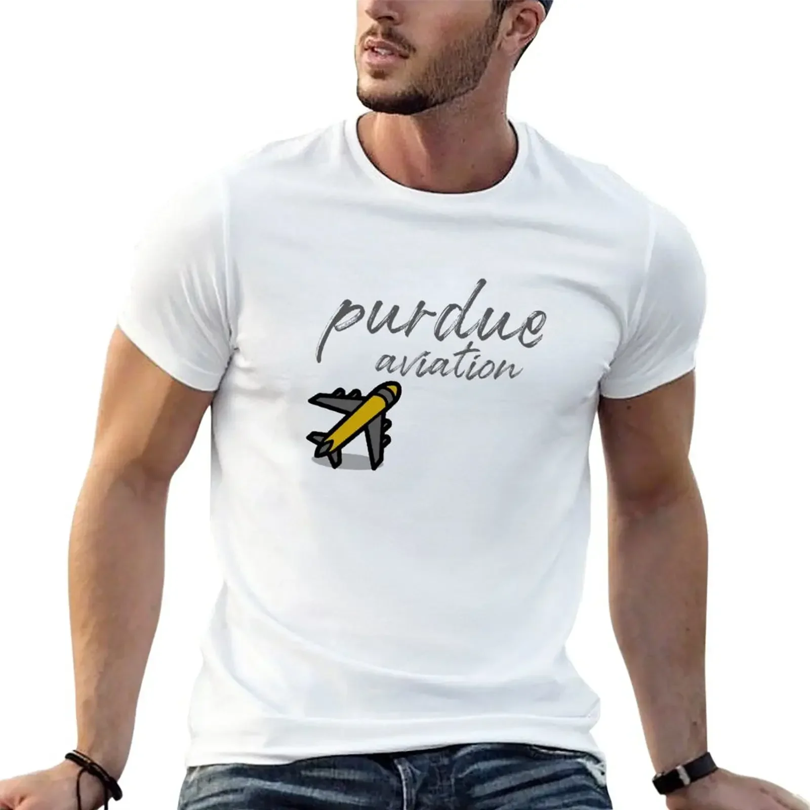 Purdue aviation for men and plane aircraft airport T-Shirt sports fans summer top customizeds Short Sleeve Cotton New Arrival