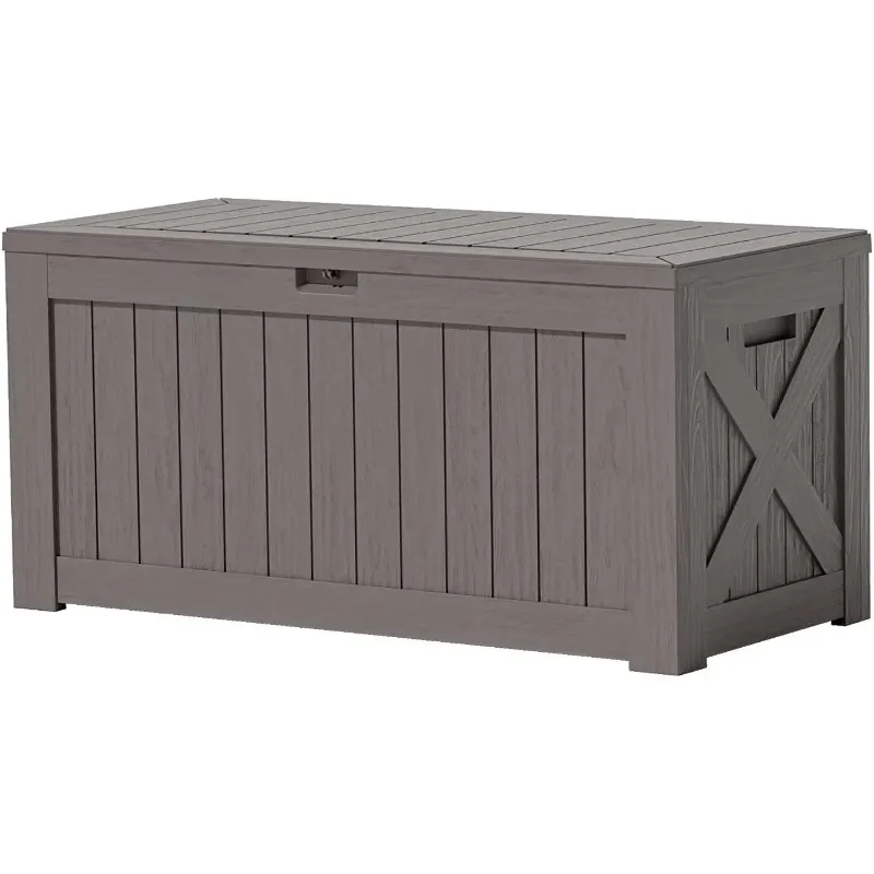 Большой ящик для палубы на 120 галлонов, запираемый ящик для хранения садовых инструментов на открытом воздухе, водонепроницаемый ящик для палубы для мебели для патио,