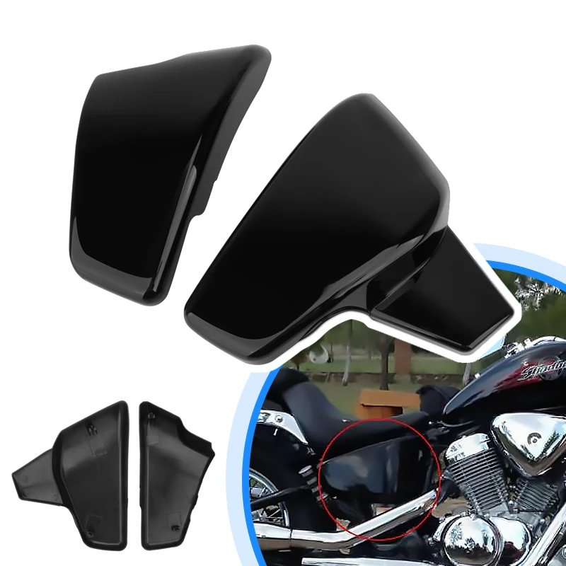 Motorcycle Battery Side Covers Left Right Black Fairing Guard For Honda VLX600 VT600 C CD Shadow Steed VT400 1999-2008 2007