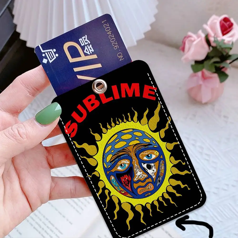 S-Sublime Band 1 قطعة حامل بطاقة جلدية PU المفاتيح حلقة رئيسية قفل الباب الوصول العلامات بطاقة الهوية حافظة بطاقة المفاتيح #4