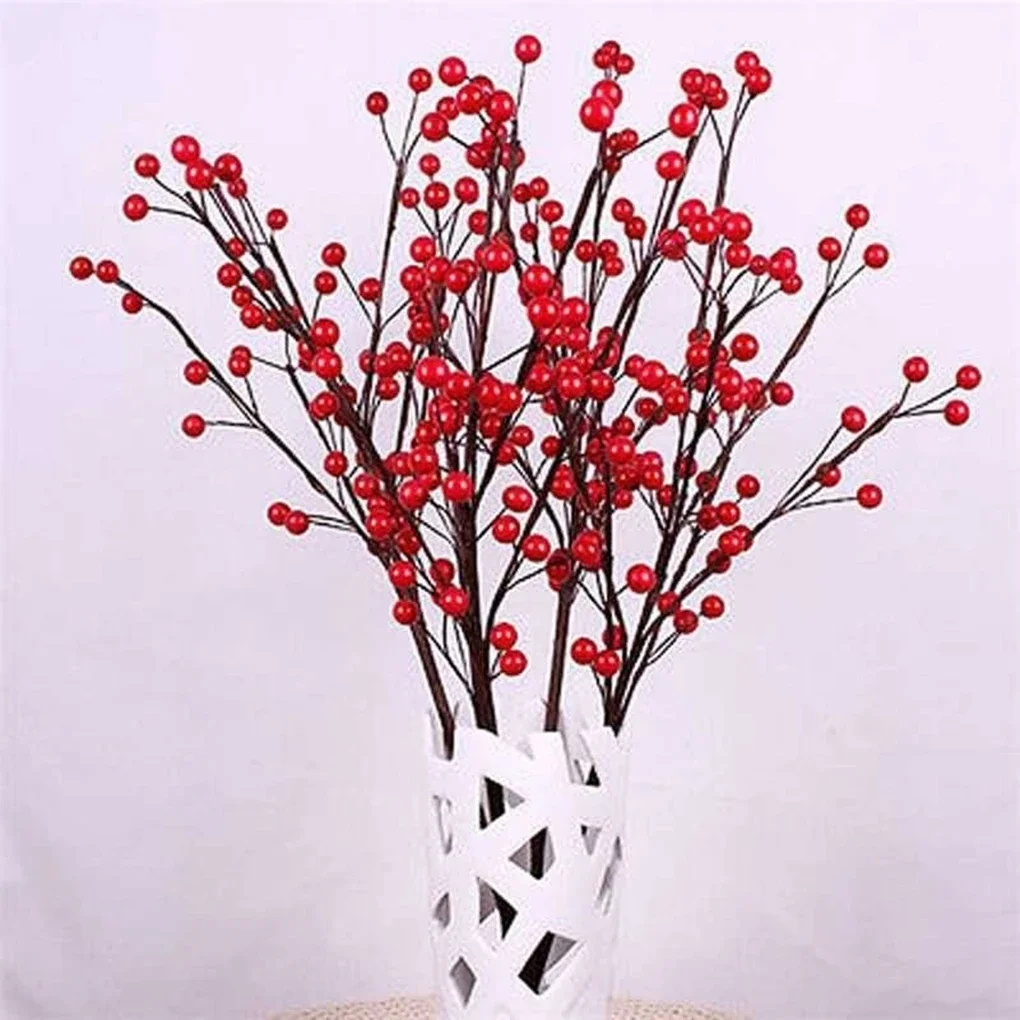 10/20 Pieces Christmas Red Berry Artificial Xmas Decor Froth Vivid Holly Berries Home Decoration Party Supplies Accessories