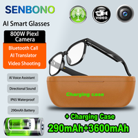 SENBONO NEW Smart Glasses with 800W Piexl Camera AI Translator Sunglasses Bluetooth Call Take Video Smart Glasses for Men Women