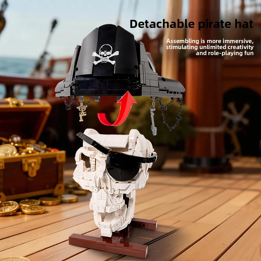 2025 New Pirate Skull Double-bladed Pendant 1167PCS+ Diy Creative Assembly Educational Model, Children's Christmas Gift