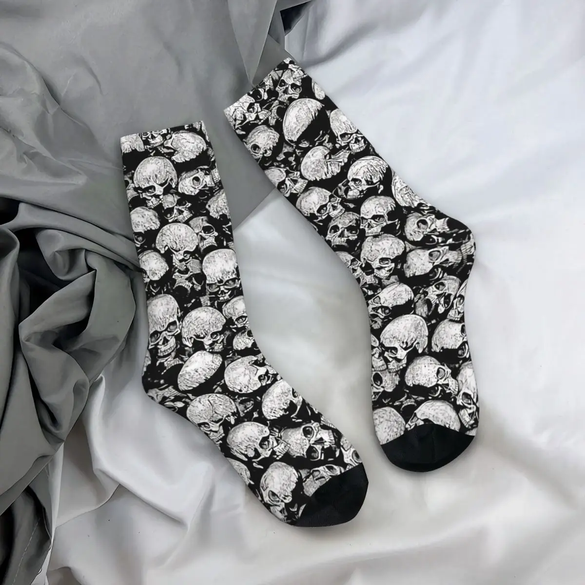 Funny Crazy Sock for Men Totally Gothic Hip Hop Vintage Seamless Pattern Printed Boys Crew Sock Casual Gift