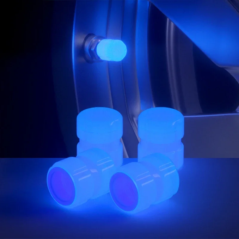 4/8Pcs Mini Luminous Tire Valve Caps Car Motorcycle Glowing Valve Cover Tire Wheel Hub Styling Decor Valve Caps Car Accessories