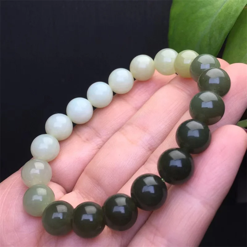 10MM Natural Gradient Bracelet Women Fashion Crystal Round Beads Lovers Strand Bangles Jewelry Gift 1pcs