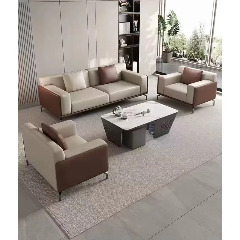 Customized 2024 Leather Office Sofa Set Office Sofa Modern Office Reception Sofa