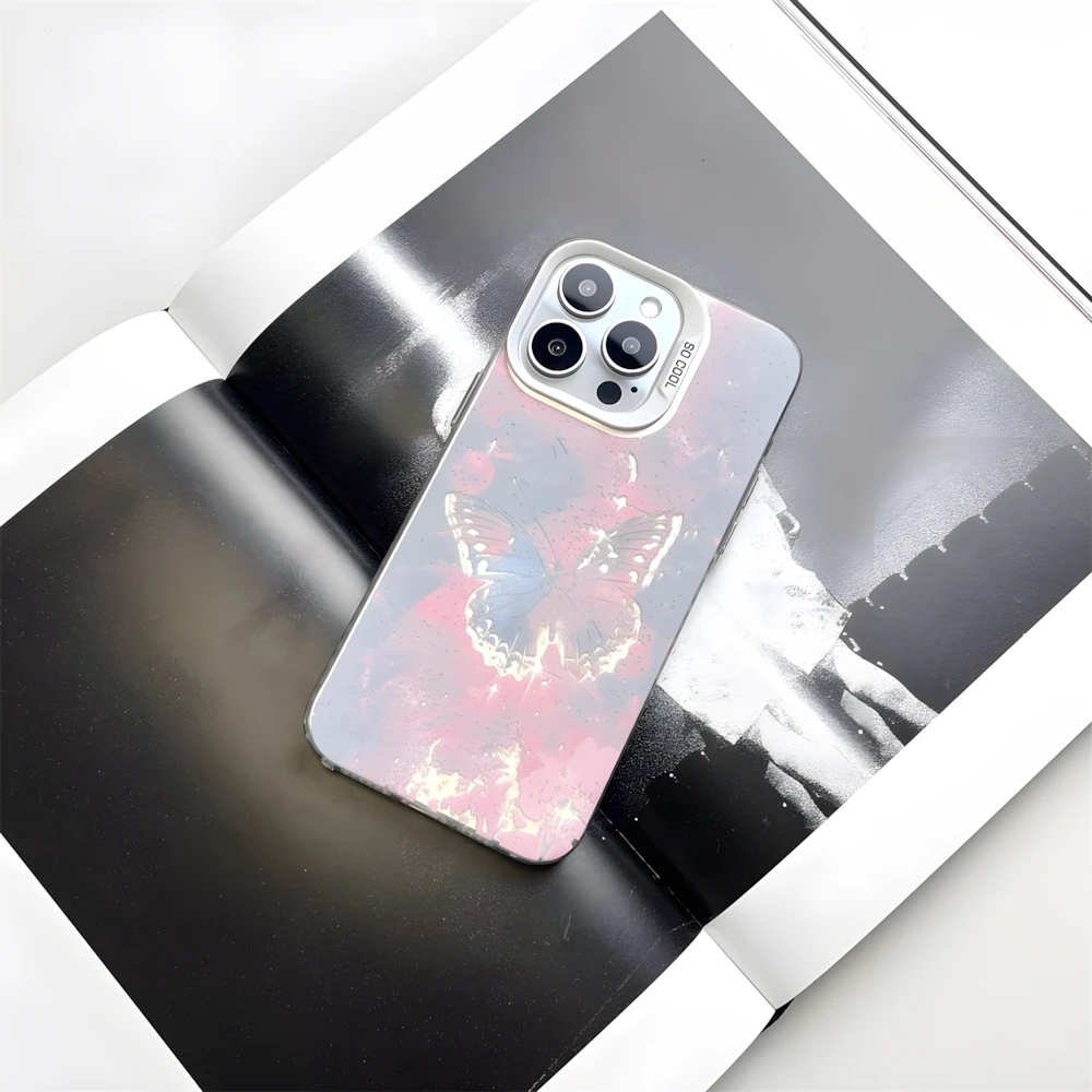 Butterfly in Dream Aesthetic Phone Case for iPhone 16 12 13 mini 11 14 15 Pro Max XR 7 8 Plus Hard Plastic Cover for Women Girls