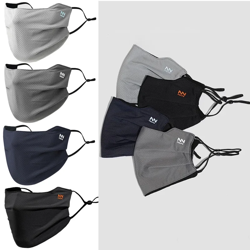 قناع وجه للحماية من الشمس للرجال، قناع وجه قابل لإعادة الاستخدام ومسامي للأشعة فوق البنفسجية بلون سادة وقابل للغسل، قناع وجه صيفي لركوب الدراجات