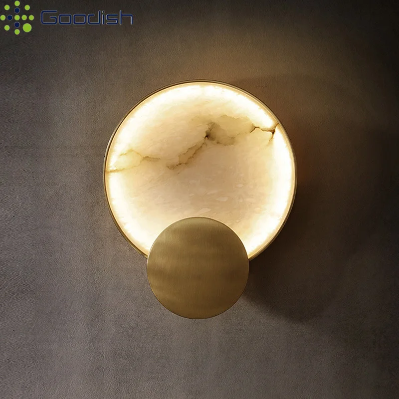Medieval Bauhaus High-Grade Acryl Copper Indoor Art Creative Round Light LED Wall Lamps for Bedroom Home Decoration Chandelier