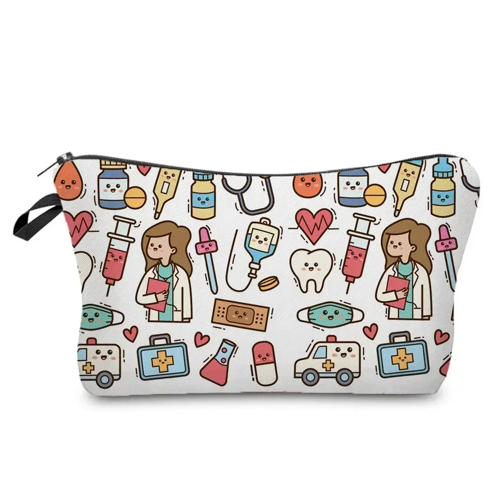 Nurse Printing Women Cosmetic Bags Lovely Casual Travel Portable Storage Handbags Makeup Bagback To School