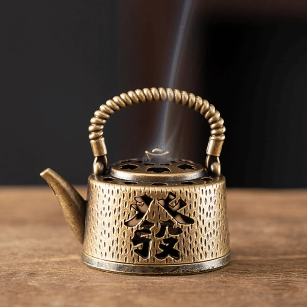 Retro Brass Material Incense Burner Metal Construction New Chinese Style Aromatherapy Holder Xiangyun Incense Holder Home Decor