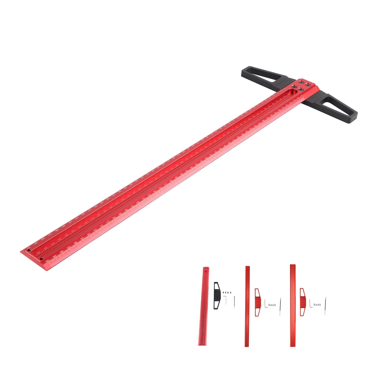 T500/600/760 Shaped Ruler, T Type Woodworking Ruler Hole Positioning Scribing Gauge Aluminum Alloy Measuring Tool for Carpenter