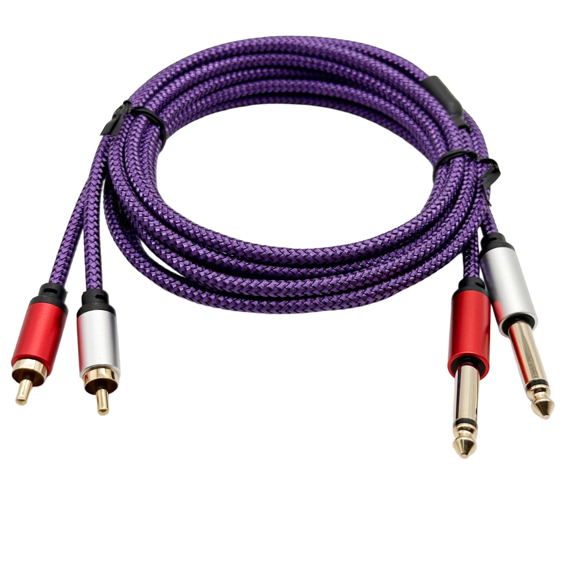 Kabel RCA do 6,35 mm, adapter audio stereo, 2,1/4 cala TS do 2 RCA, wtyk-męski do wtyku-męskiego, do mikrofonu, miksera, karty dźwiękowej, wzmacniacza. — zdjęcie produktu 3